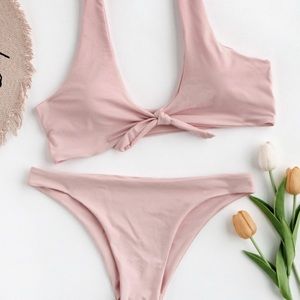 SHEIN Bow Tie Scoop Neck Bikini Set